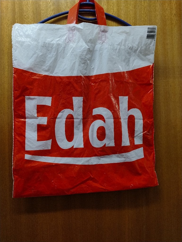 Plastic zak EDAH rood/wit, Verzamelen, Overige supermarkten, Ophalen of Verzenden