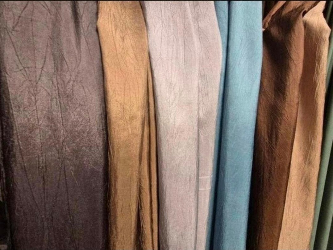 Overgordijnstof crush blauw, zilver, goud, bruin glans, Ophalen of Verzenden, Nieuw