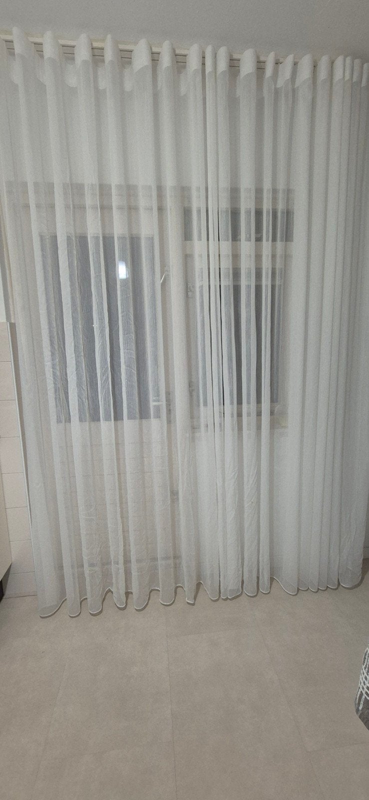 Witte vitrage gordijnen wave 200 breed 255 lang, Vitrage, Gebruikt, Overige merken, Wit