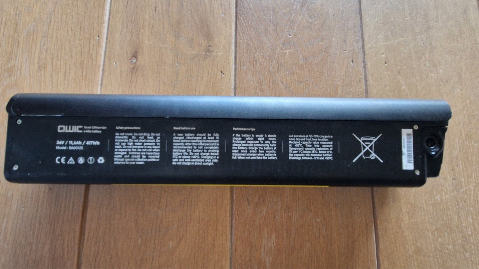 Defecte accu voor Qwic Premium fiets - model BA00125, Gebruikt