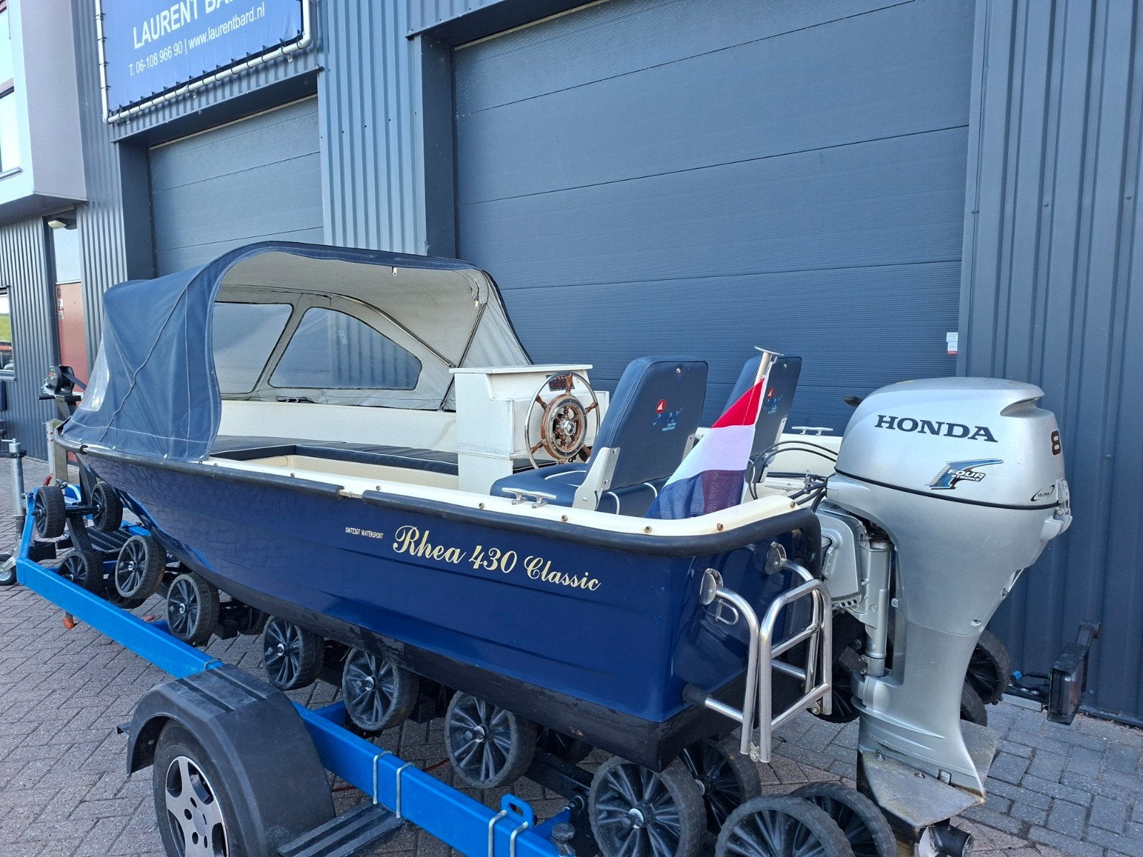 Mooie Rhea 430 + Honda 8PK 4 Takt Elektrische start, Gebruikt, Tot 10 pk, Viertaktmotor, Ophalen of Verzenden
