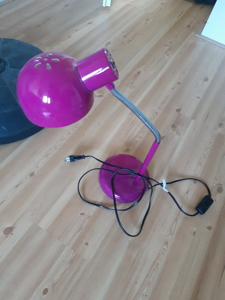 Roze bureaulamp, Bureaulamp, Gebruikt, Met schakelaar, Metaal
