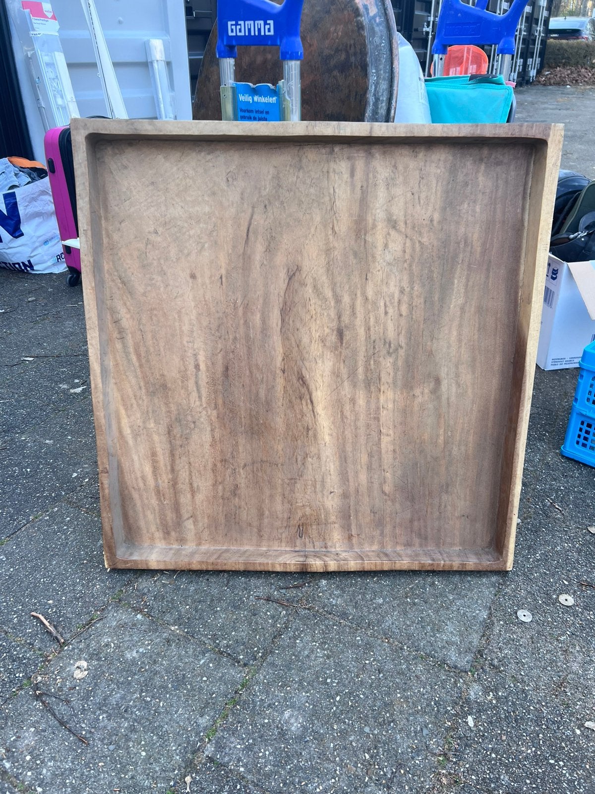 Houten dienblad 80 cm, Ophalen, Zo goed als nieuw, Vierkant, Hout