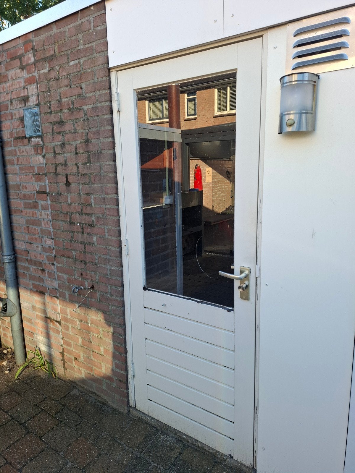 Buitendeur met enkel glas en kozijn (92x215 cm), Gebruikt, 80 tot 100 cm, 215 cm of meer, Ophalen of Verzenden