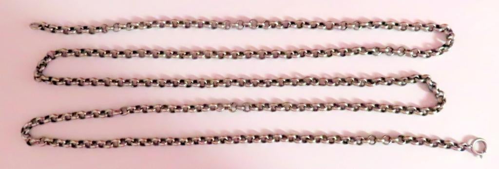 Koopje! Zware antieke lange jasseronketting 110,5 cm/5 mm ge, Verzenden, Zilver, Ketting