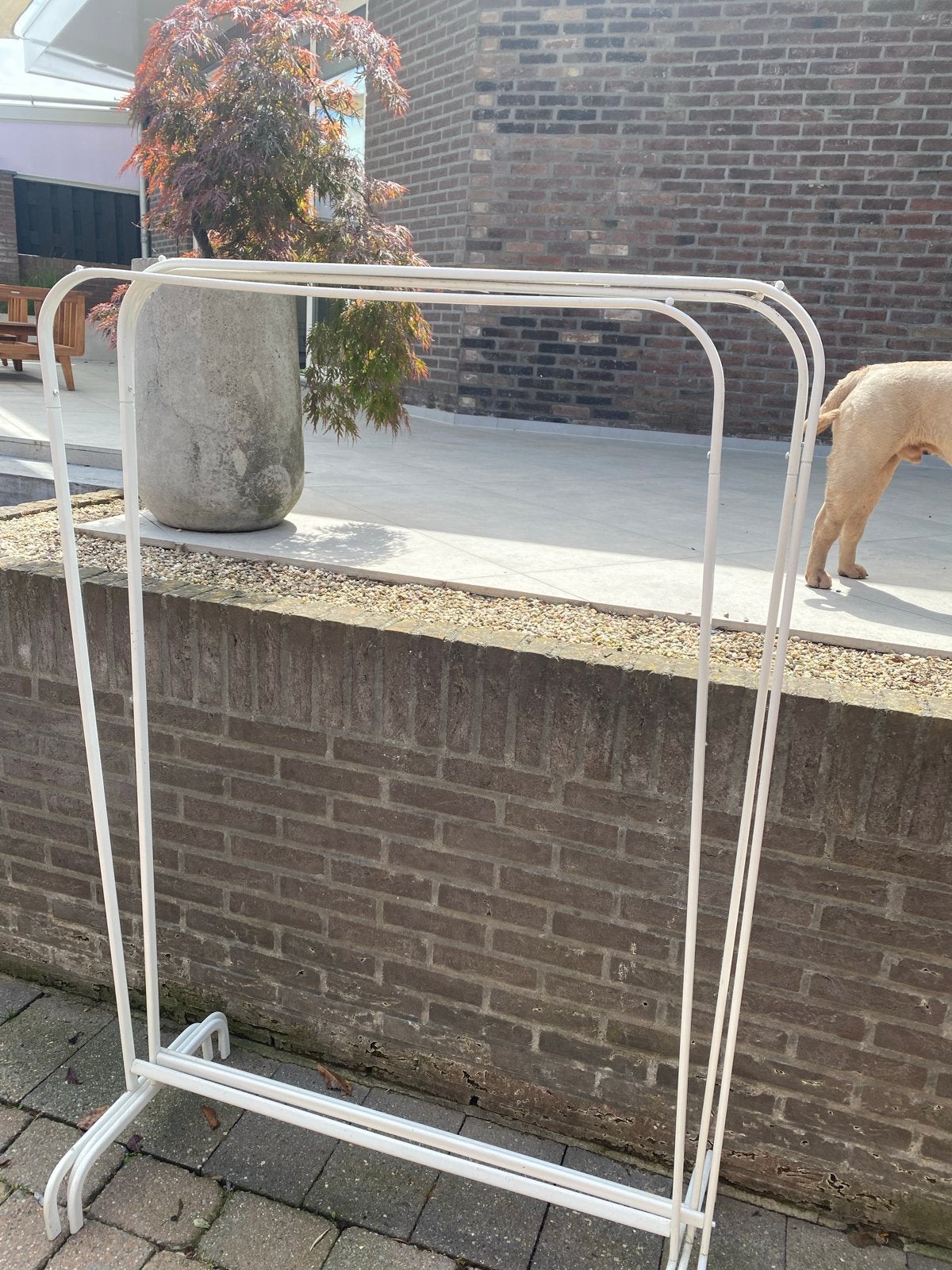 Wit kledingrek met dubbele stang, Ophalen of Verzenden, Gebruikt