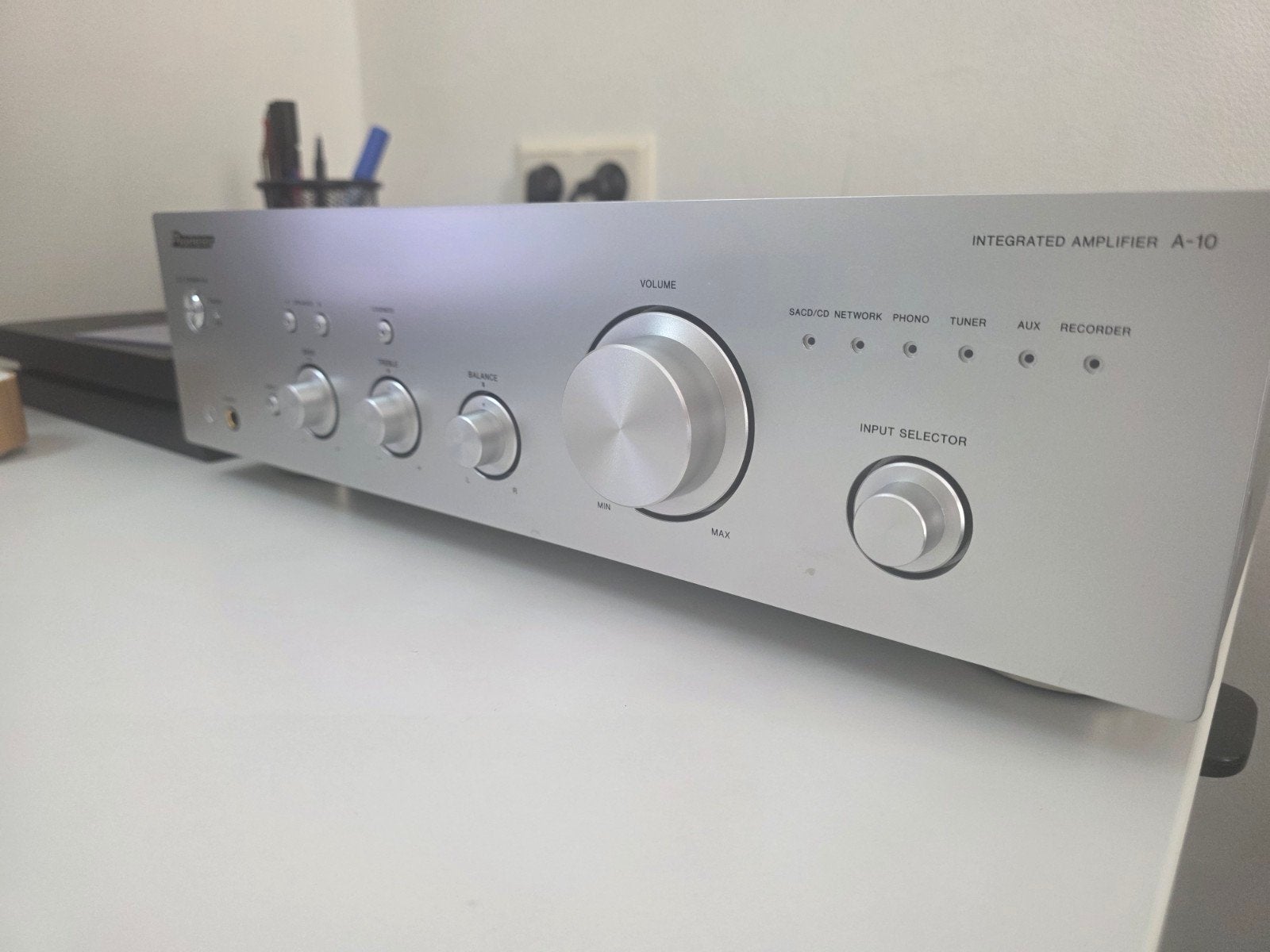 Pioneer A-10 Geïntegreerde Versterker - Zilver, Ophalen of Verzenden, Zo goed als nieuw, 60 tot 120 watt, Pioneer