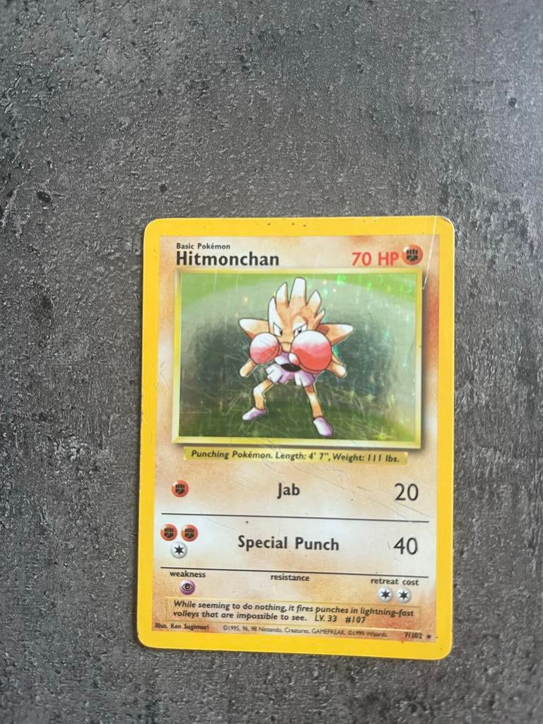 Hitmonchan Pokémon kaart - Base Set (Engels), Ophalen of Verzenden, Gebruikt, Losse kaart