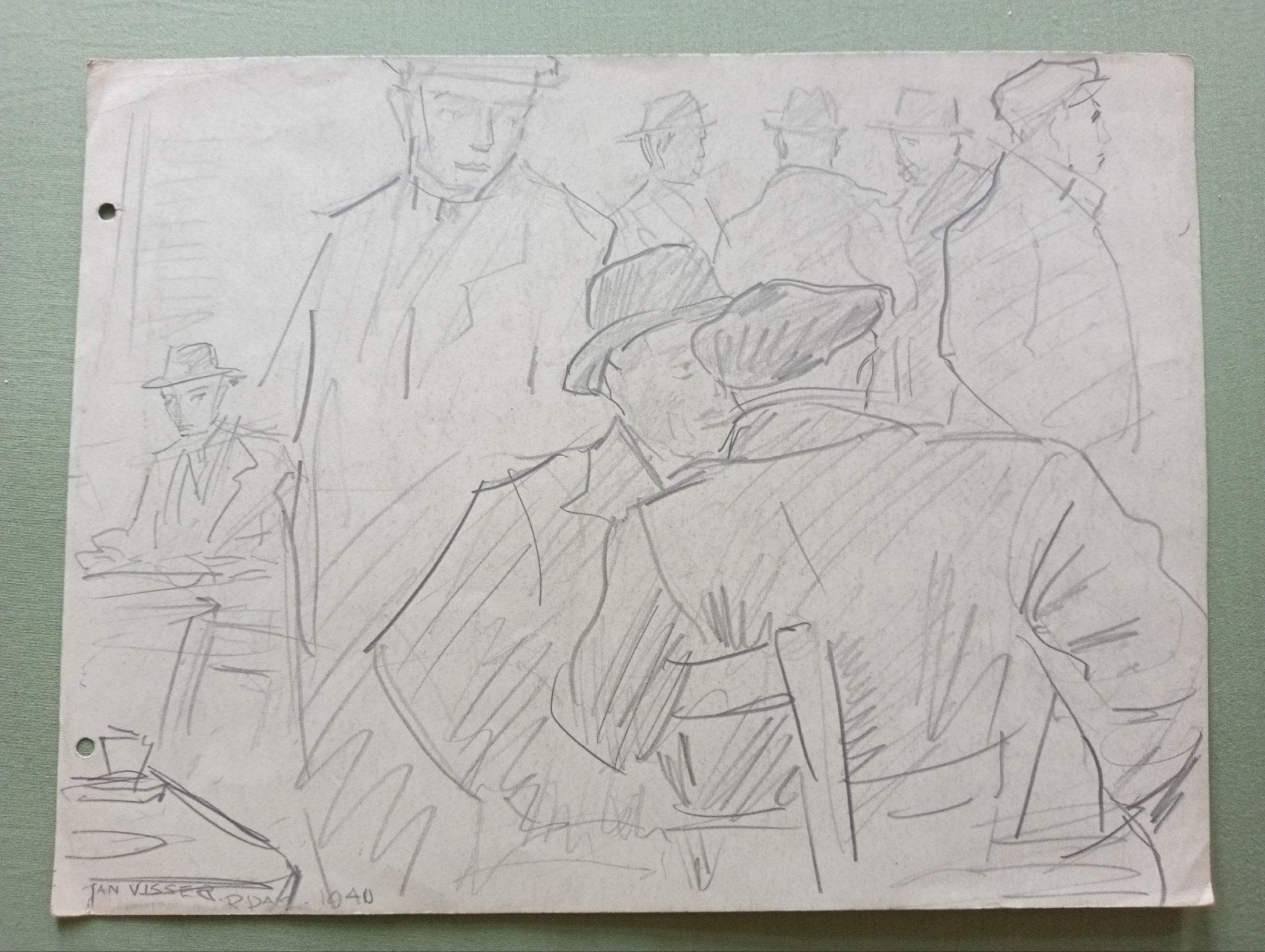 Jan Visser tekening Rotterdam 1940, Antiek en Kunst, Kunst | Tekeningen en Foto's, Ophalen of Verzenden