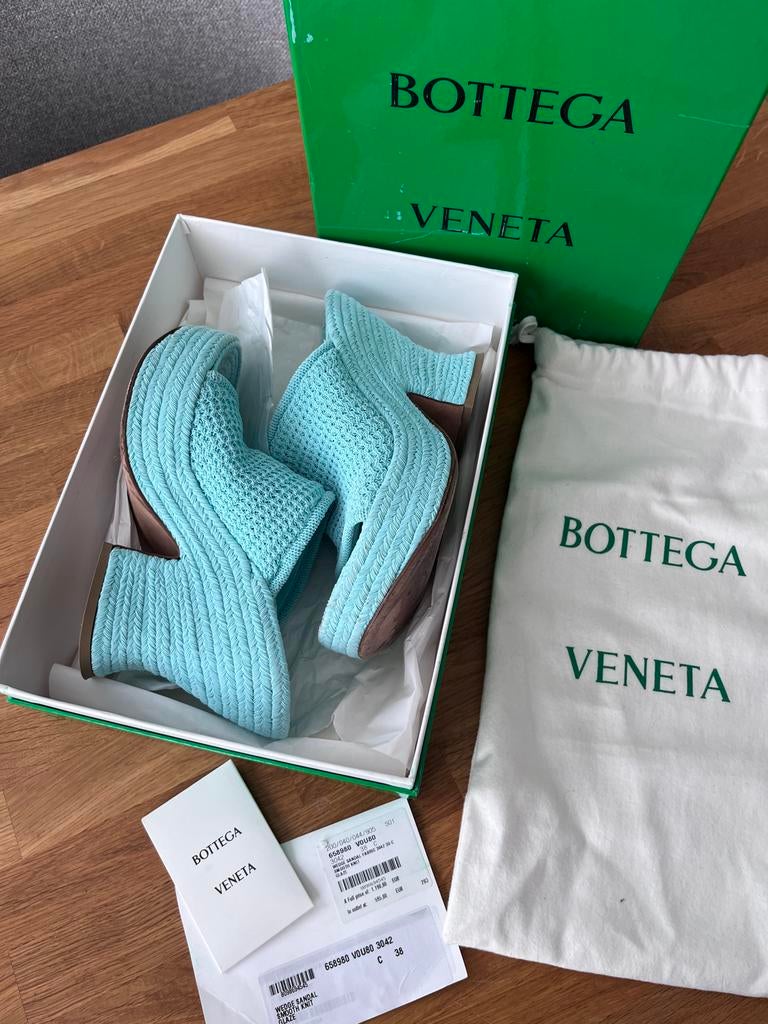 Bottega Veneta Wedge Clogs / Sandalen - Glaze, Ophalen of Verzenden, Gedragen, Blauw, Sandalen of Muiltjes