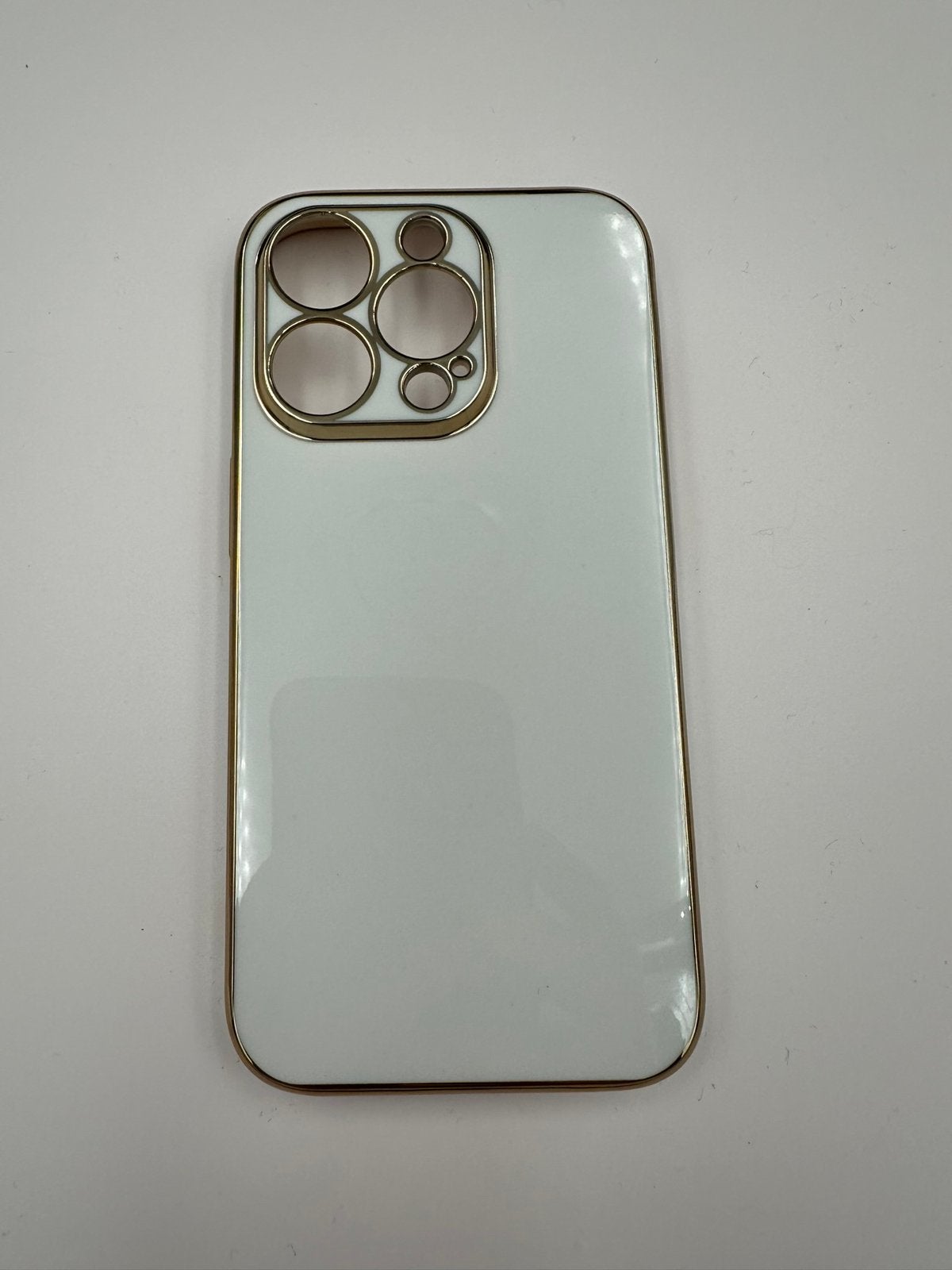 Iphone 13 Pro Hoesje - Wit met Gouden Rand, IPhone 13 Pro, Nieuw, Hoesje of Tasje, Ophalen of Verzenden