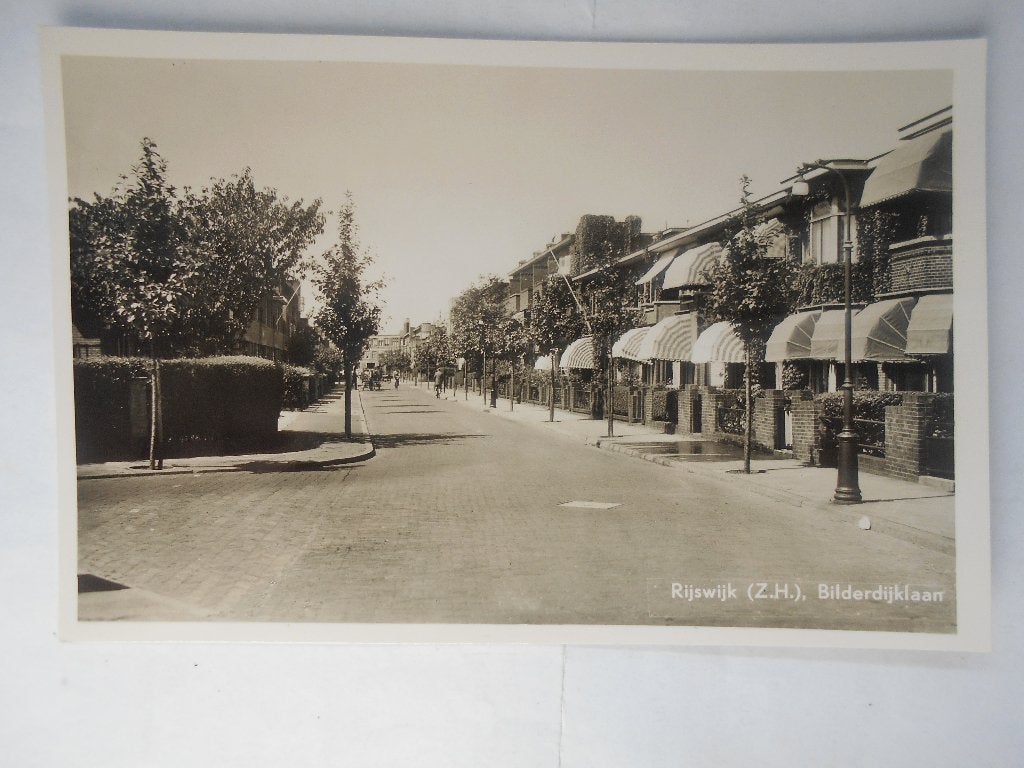 Rijswijk Bilderdijklaan vrolijke markiezen zonnig Rijswijk, Ophalen of Verzenden, 1940 tot 1960, Ongelopen, Zuid-Holland