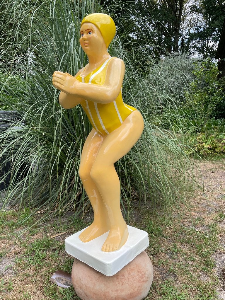 Duikende dame jacuzzi tuin, zwembad, vijver 115cm, Ophalen, Nieuw, Kunststof, Mensenbeeld