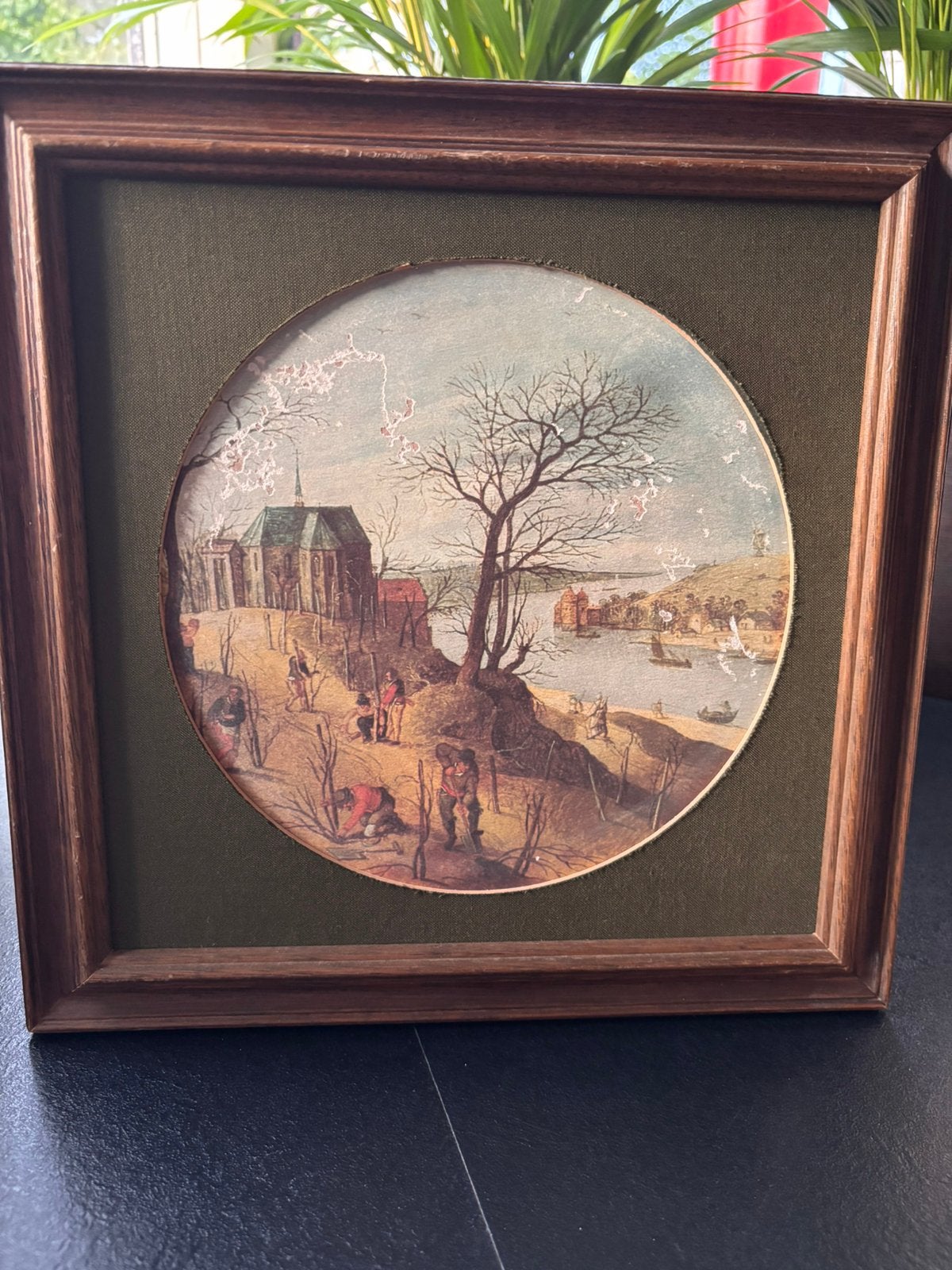 Vintage Tondo Schilderij/Reproductie- Abel Grimmer Stijl, Ophalen of Verzenden