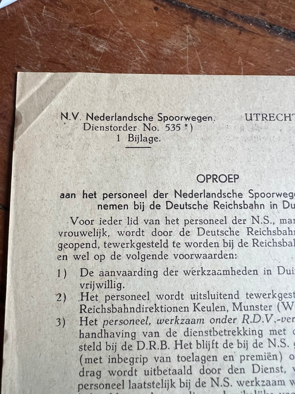 WO2 Nederlandse oproep Nederlandsche spoorwegen reichsbahn, Verzenden, Nederland, Boek of Tijdschrift