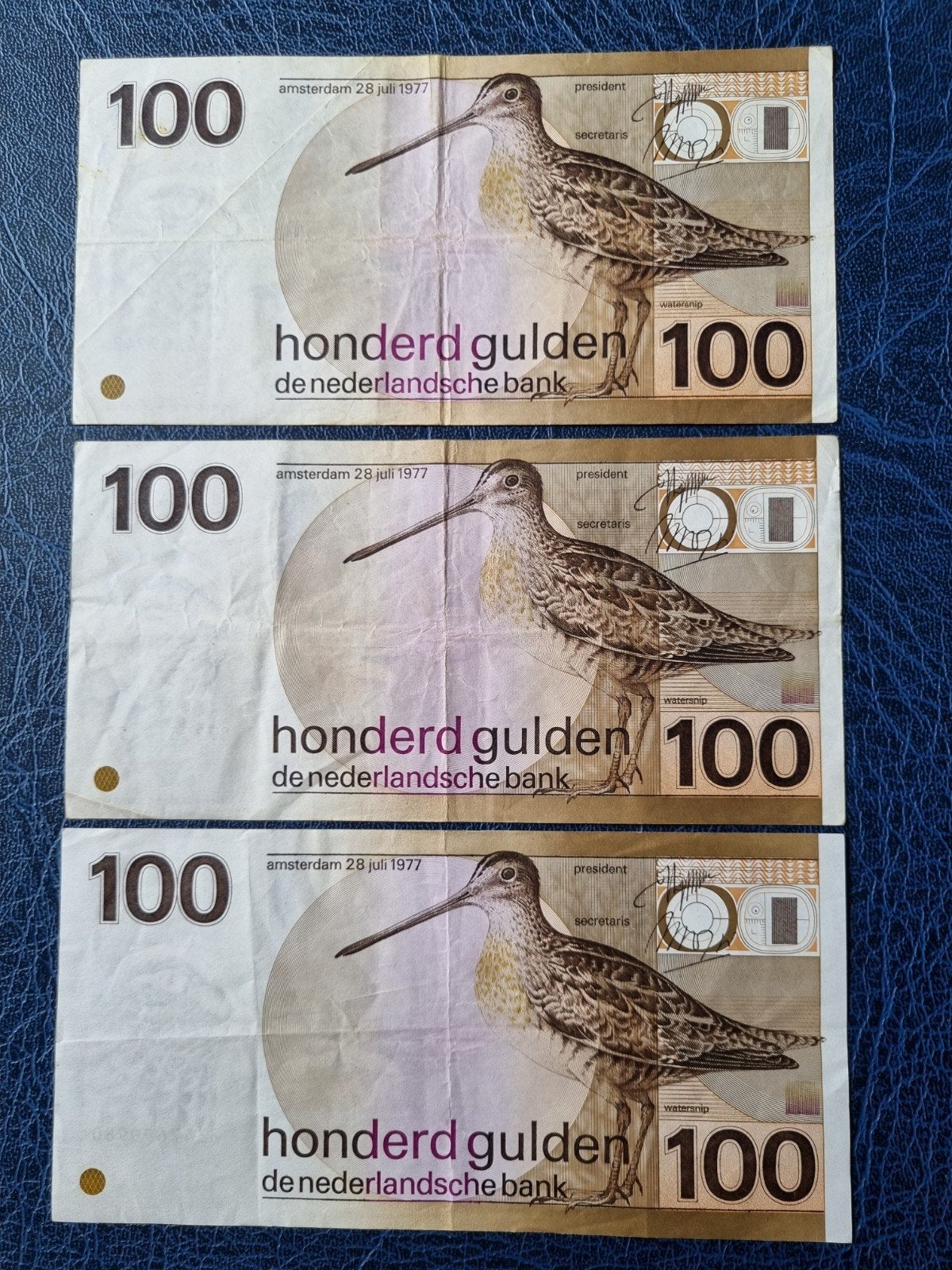 3x 100 gulden snip uit 1977, Ophalen of Verzenden, 100 gulden
