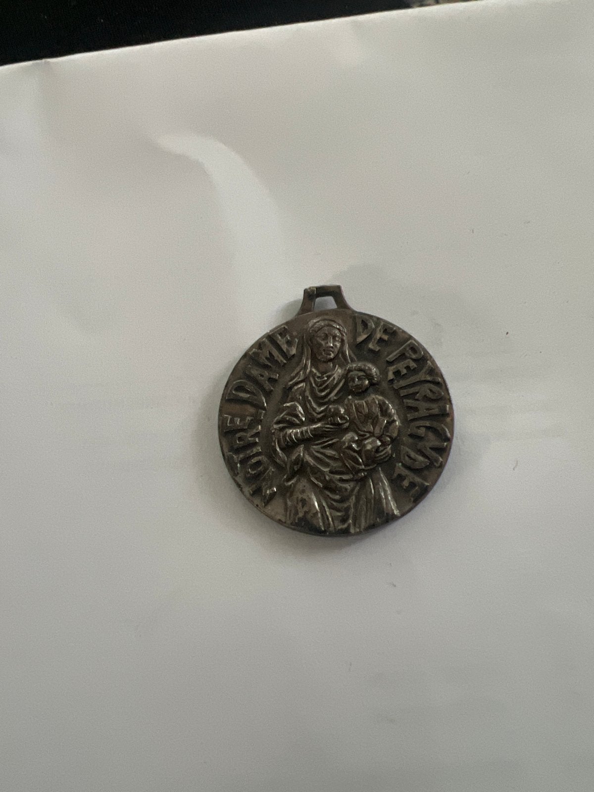 Vintage religieuze medaille: Maria met kind & St. Christoffe, Antiek en Kunst, Ophalen of Verzenden