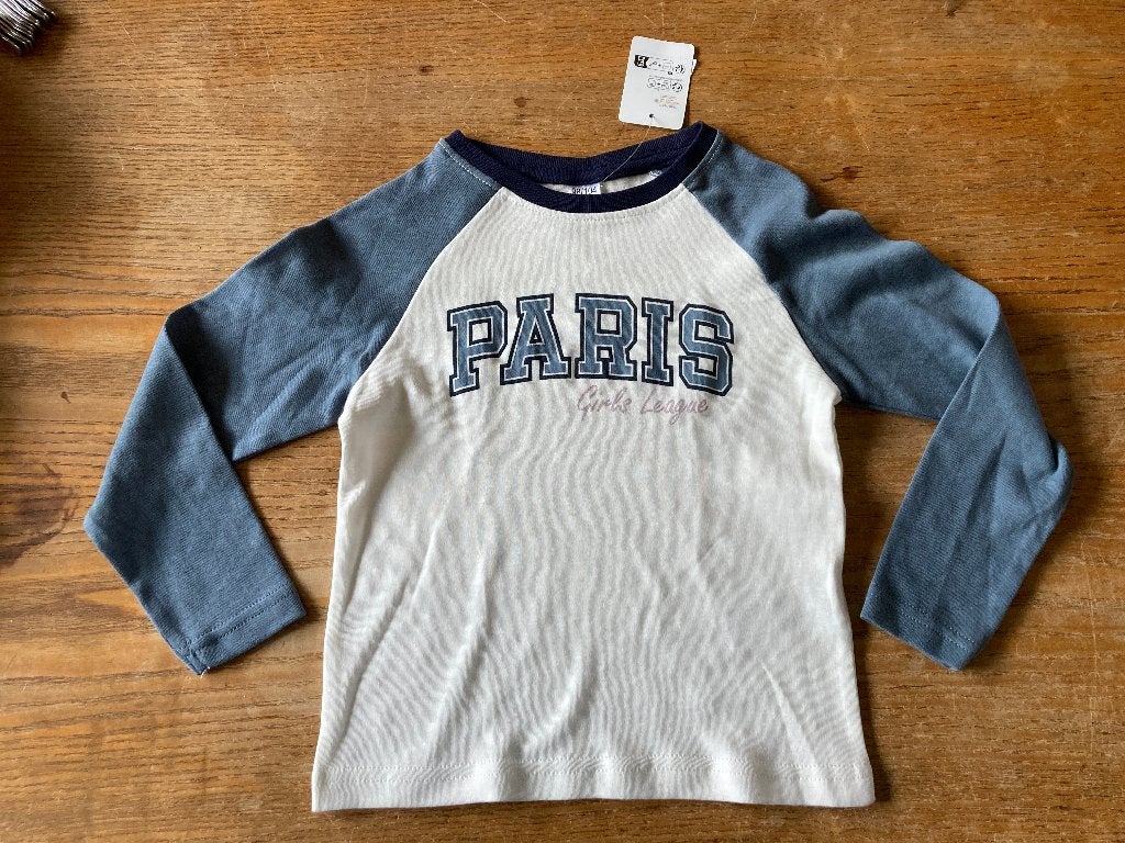 T-shirt longsleeve - Paris girls league - maat 98 104 nieuw, Kinderen en Baby's, Kinderkleding | Maat 98, Zeeman, Meisje, Nieuw