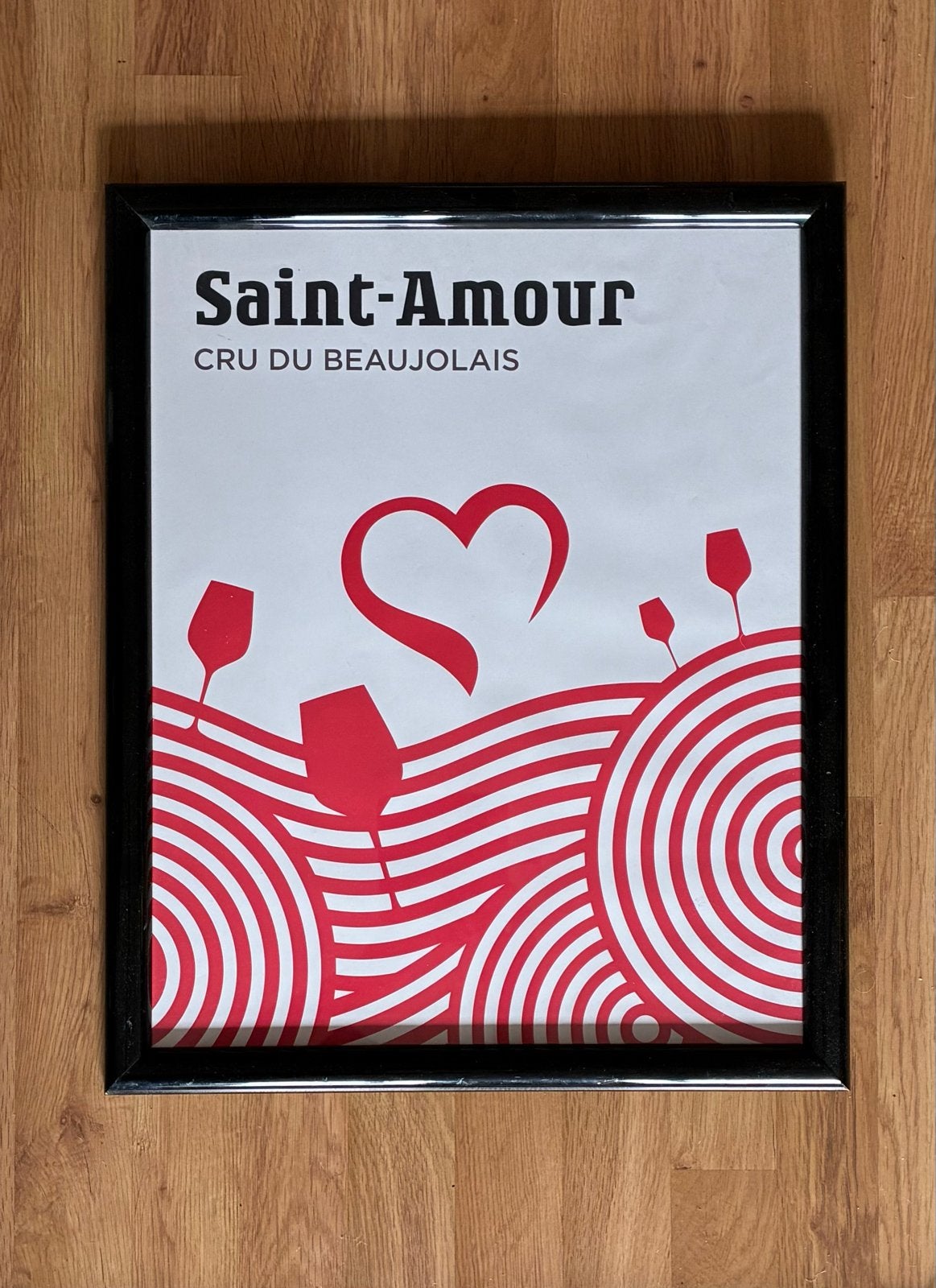 Wijn affiche Beaujolais Saint-Amour, ingelijst, Ophalen