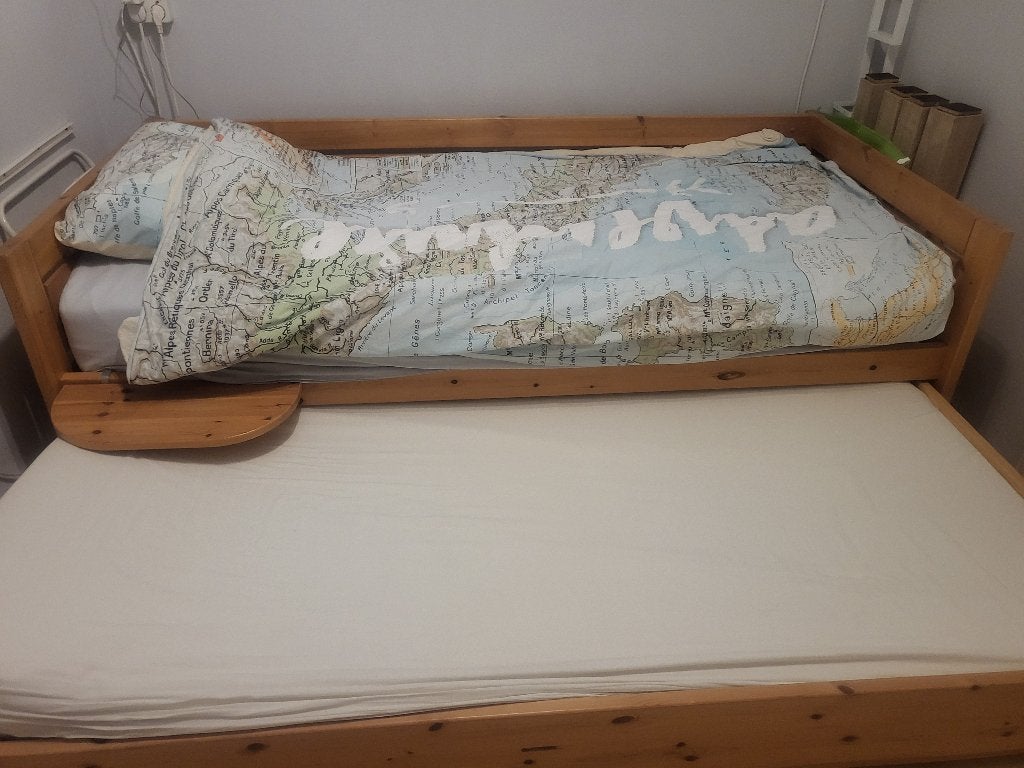 1 persoonsbed met uitschuifbed extra, Ophalen, Gebruikt, 90 cm, 200 cm
