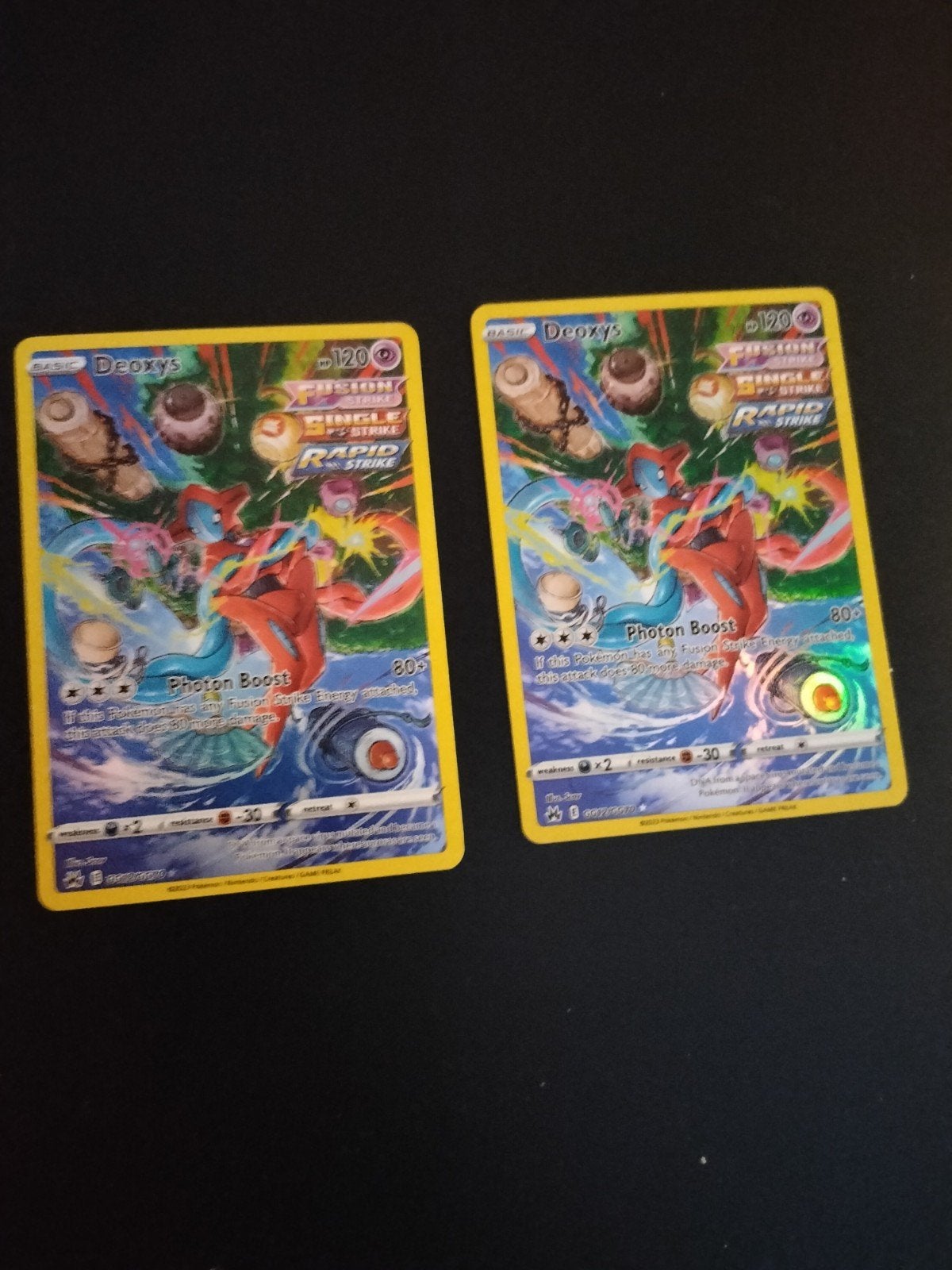 Deoxys V Fusion Strike Pokémon Kaart (2 stuks), Ophalen of Verzenden, Zo goed als nieuw, Meerdere kaarten