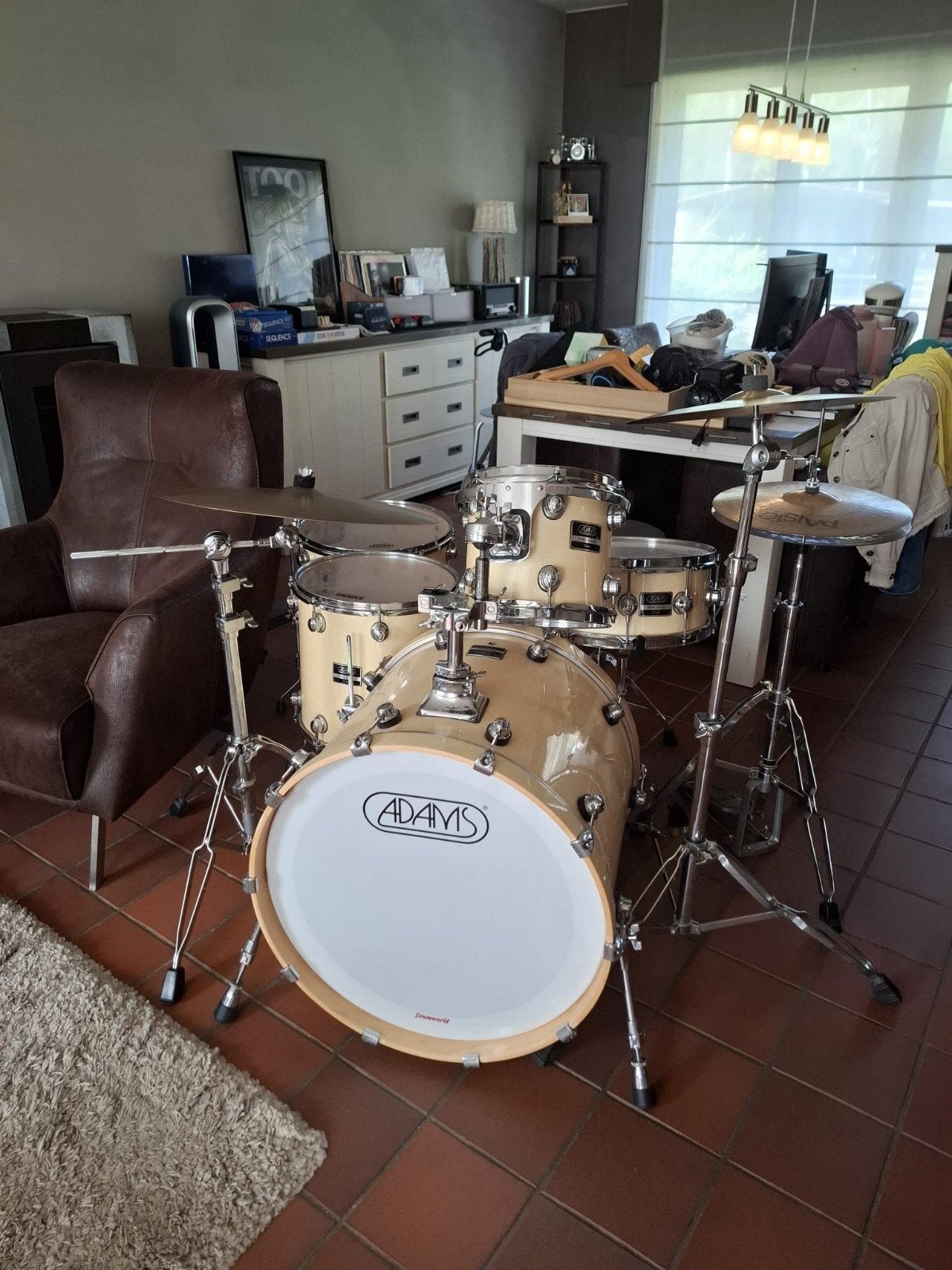Adams 7000 vital sparkle birch reeks compleet drumstel, Muziek en Instrumenten, Ophalen, Zo goed als nieuw, Drums of Percussie