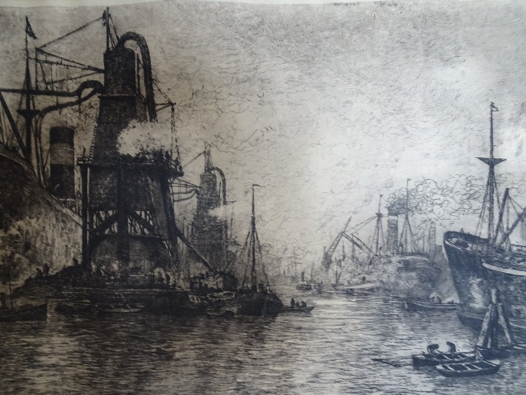 ets Bedrijvigheid in Rotterdamse Maashaven, CP Snijders 1920, Dagelijks leven, Origineel, 1900 - 1949, Verzenden