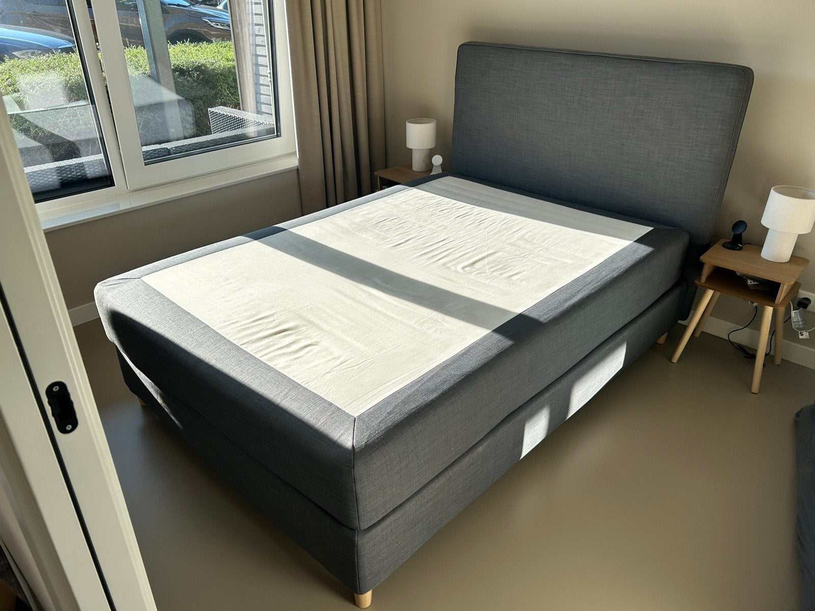 IKEA Dunvik boxspring 140 x 200 met hoofdbord, Ophalen, Gebruikt, Tweepersoons, 140 cm