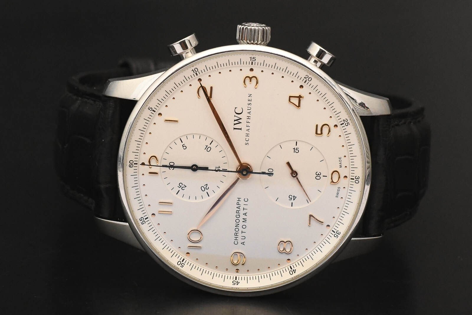 IWC Portugieser Chronograph 41 mm ref: 371401, Sieraden, Tassen en Uiterlijk, Horloges | Heren, Overige merken, Leer, Polshorloge