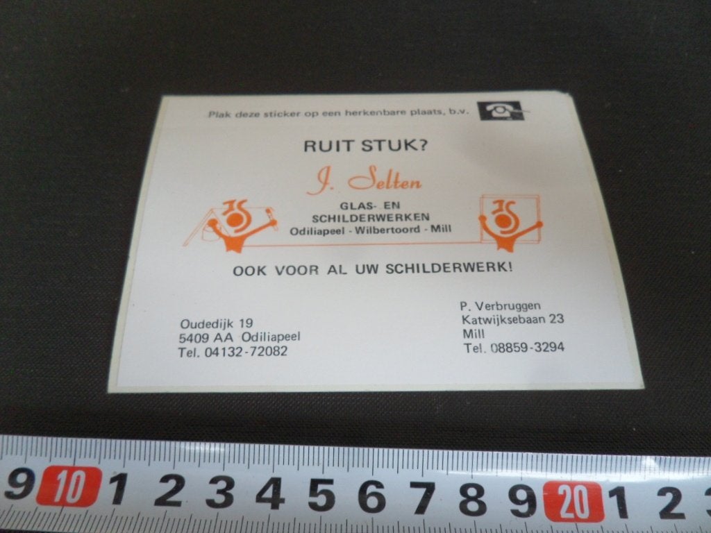 sticker j selten glas- en schilderwerken odiliapeel mill *, Ophalen, Zo goed als nieuw