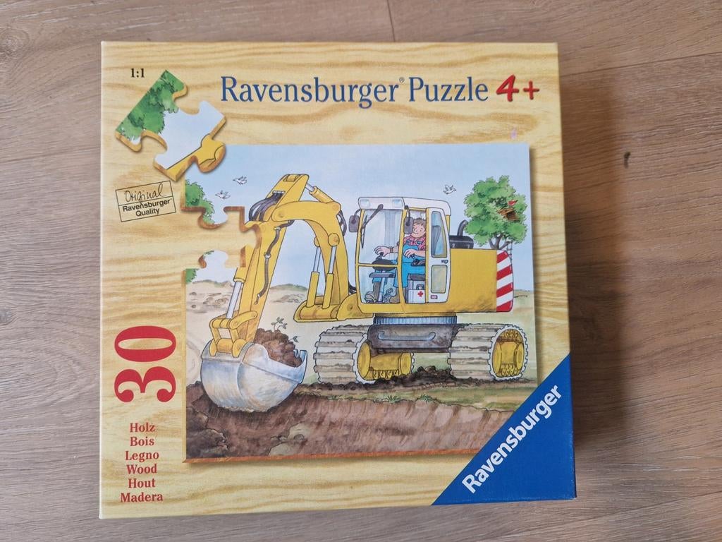 Ravensburger Houten Graafmachine Puzzel 30 Stukjes, Ophalen, 10 tot 50 stukjes, Zo goed als nieuw, Van hout