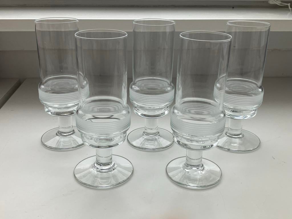 5 vintage porto glazen Aruba Willem Heesen Royal Leerdam, Ophalen of Verzenden, Gebruikt, Overige typen