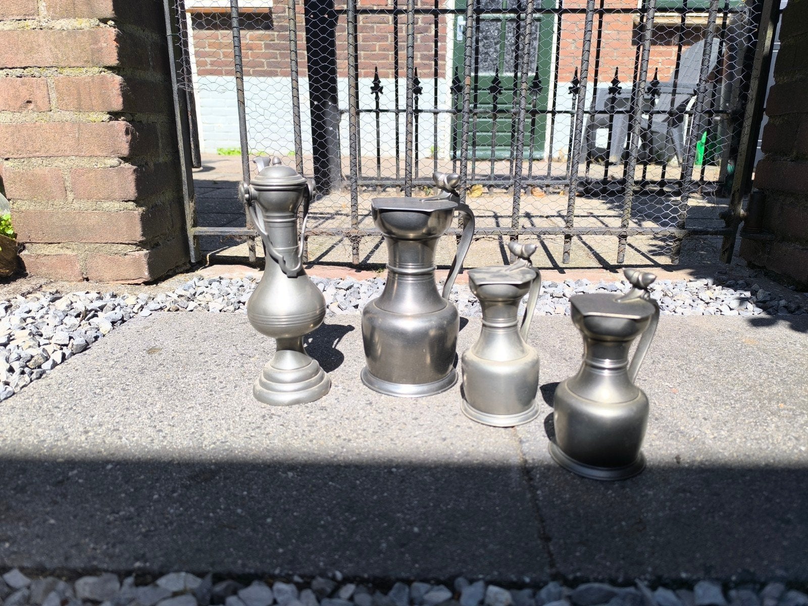 Set van 4 vintage tinnen kannen, Ophalen of Verzenden