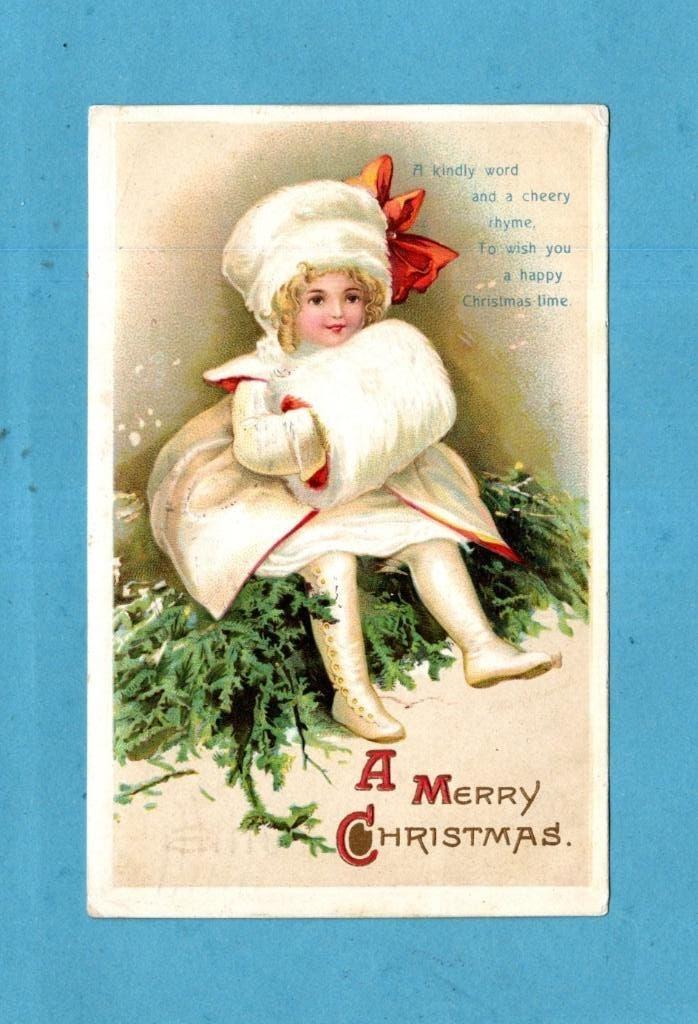 Mooie oude kerstkaart/reliéf van E.Clapsaddle S823 - 1911, Verzenden, Voor 1920, Gelopen, Feest(dag)