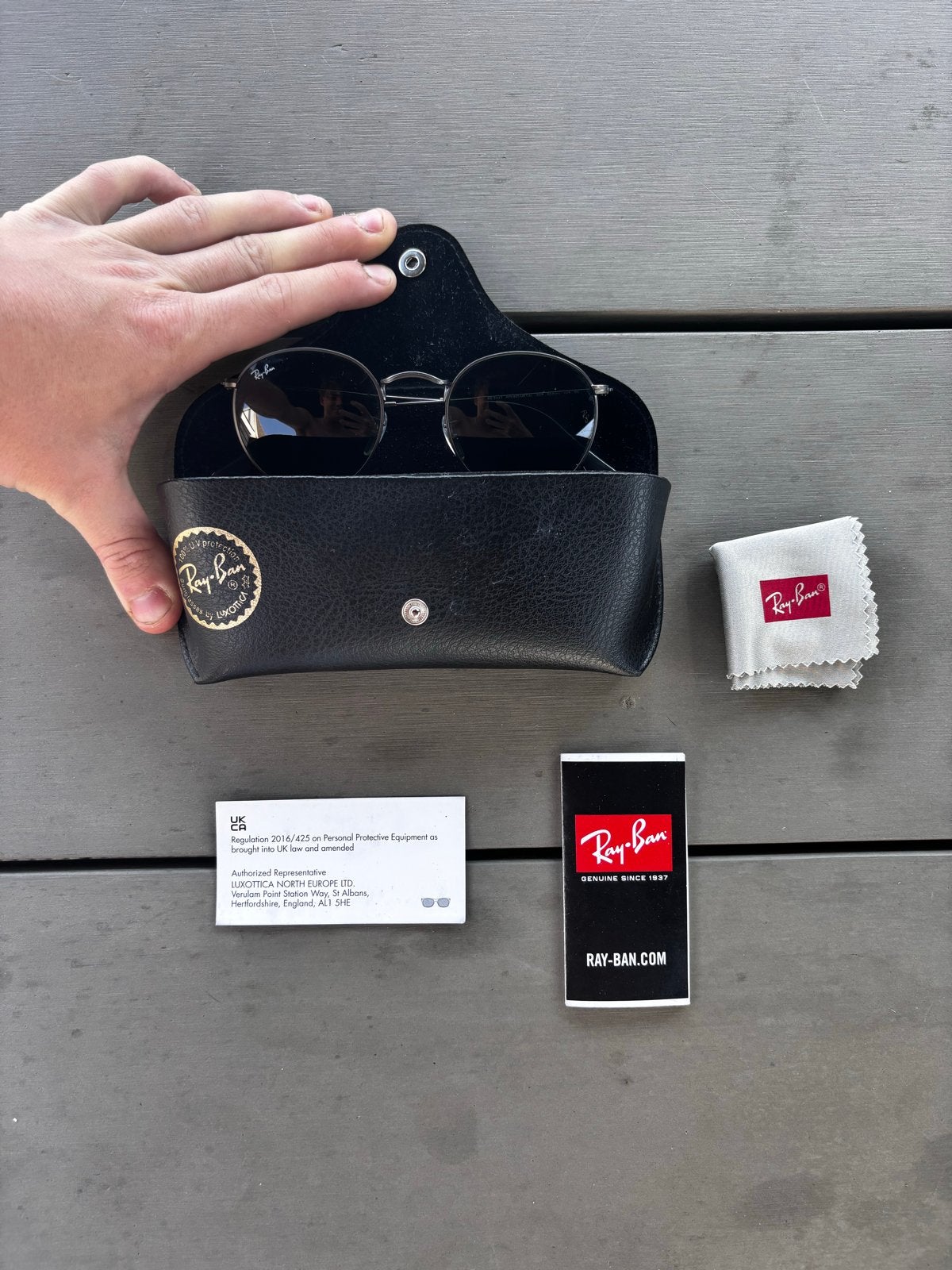 Ray-Ban Round Metal Zonnebril RB 3447 Zwart, Zonnebril, Zwart, Ophalen of Verzenden, Zo goed als nieuw