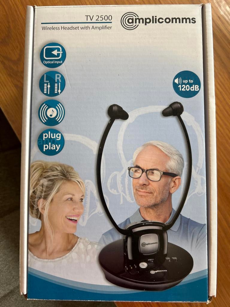 Amplicomms TV 2500 Draadloze Hoofdtelefoon met Versterker, Audio, Tv en Foto, Koptelefoons, Overige merken, Nieuw, Ophalen of Verzenden