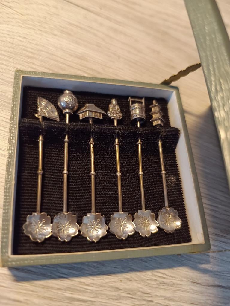Vintage Japanse Sterling 950 Zilveren Lepeltjes, Ophalen of Verzenden