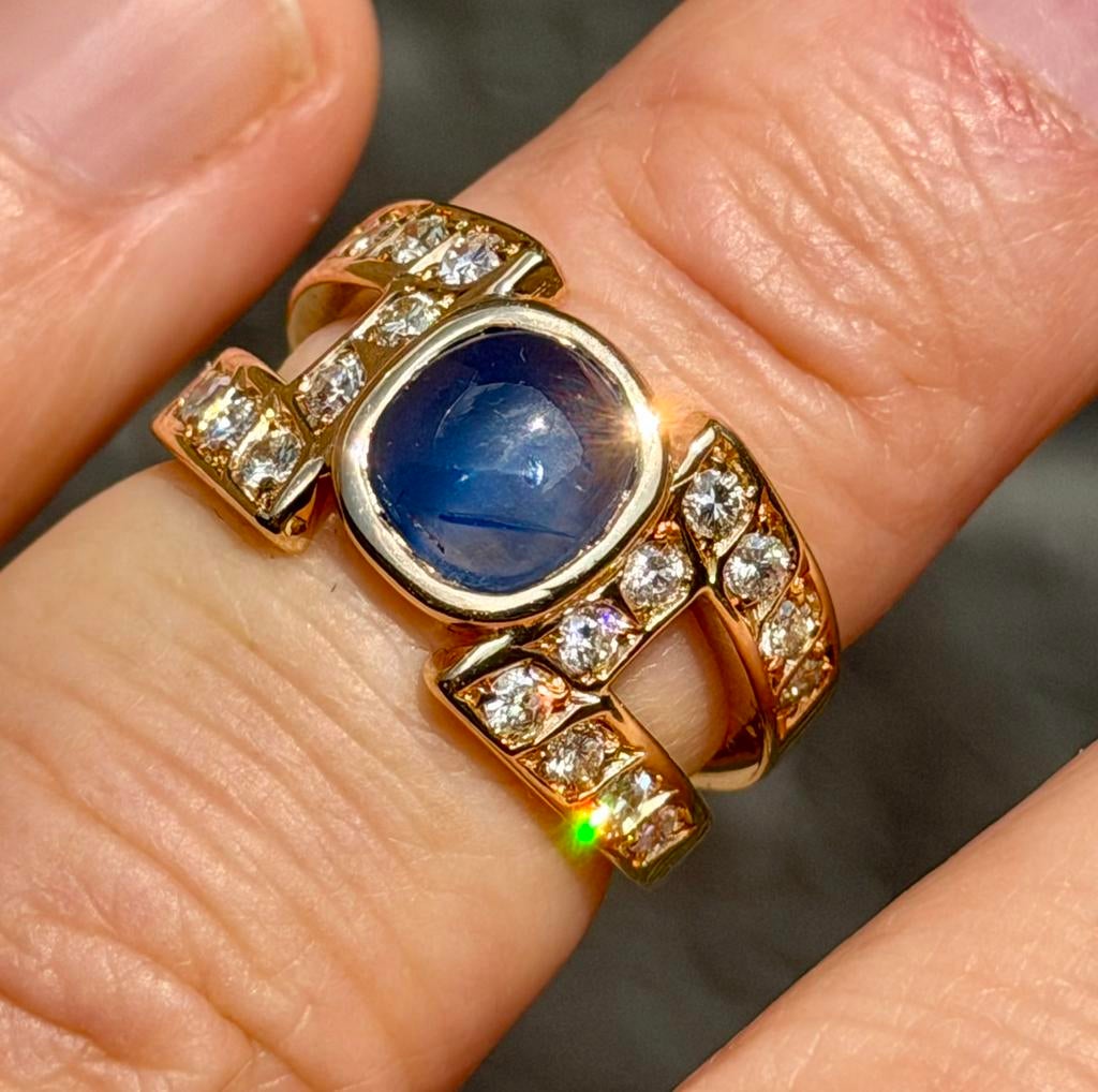 Exclusieve 18 karaat gouden ring saffier 2.5ct en diamanten!, Sieraden, Tassen en Uiterlijk, Ringen, 18 tot 19, Ophalen of Verzenden