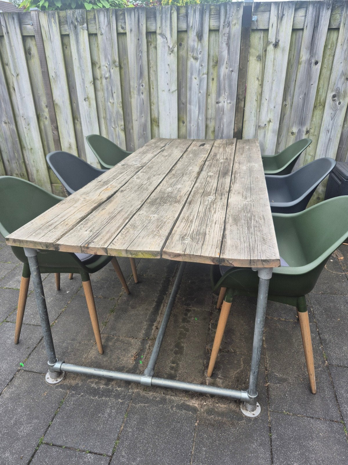 Tuintafel met 6 stoelen, Ophalen, Overige materialen, Gebruikt, 6 zitplaatsen