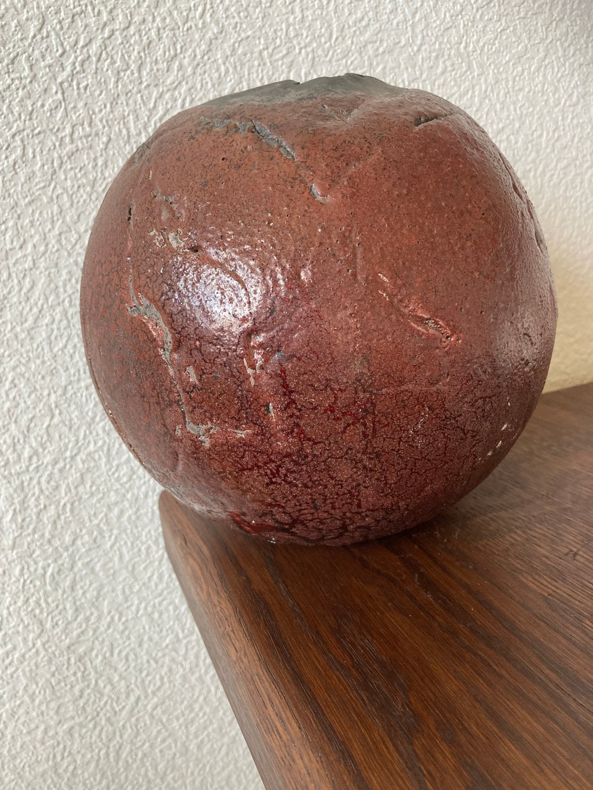 Handgemaakte Raku vaas van Lenny Moore 19cm, Ophalen of Verzenden