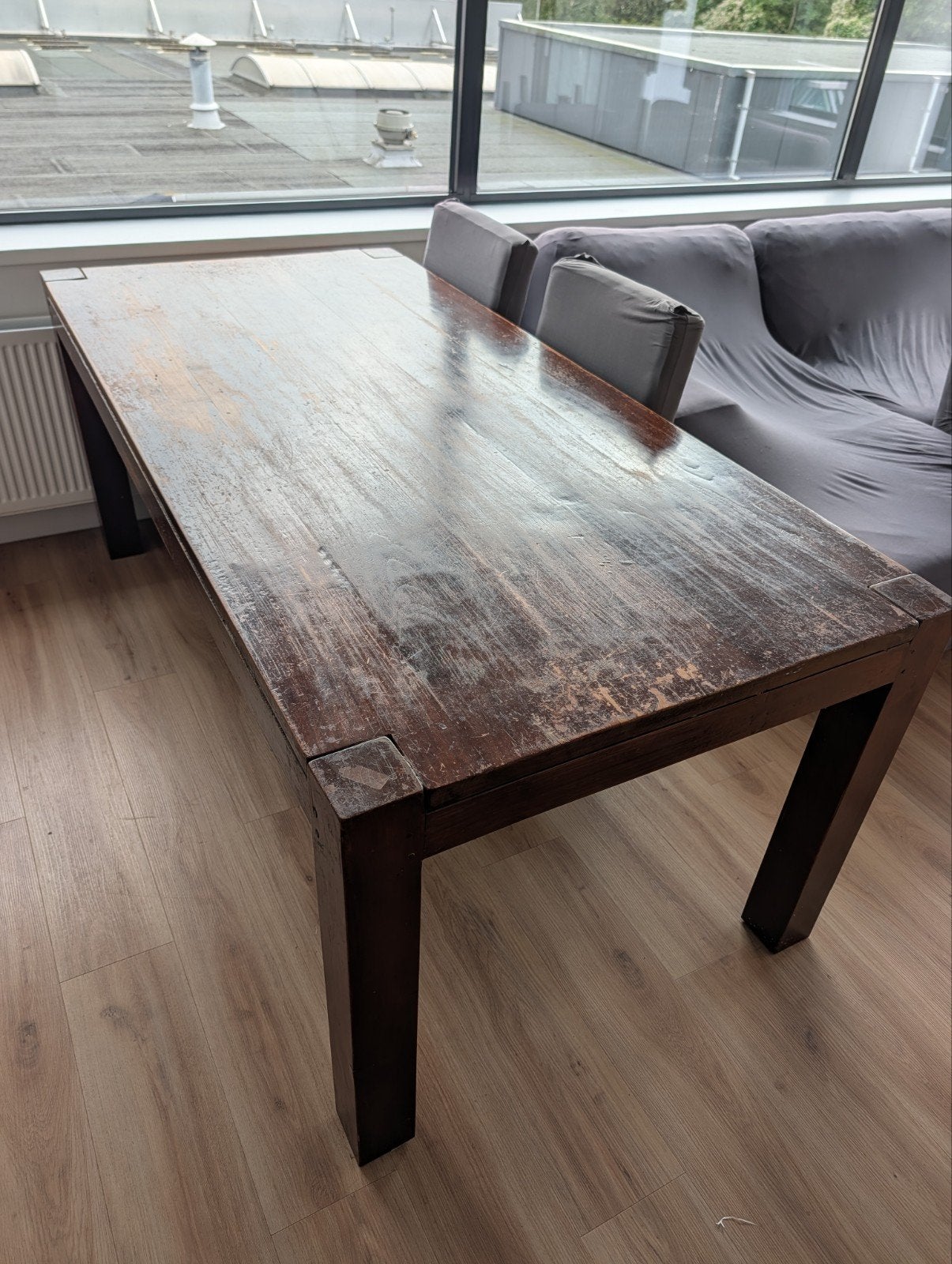Eettafel 200x100 cm, met 6 stoelen, Huis en Inrichting, Ophalen, Gebruikt, 100 tot 150 cm, Koloniaal