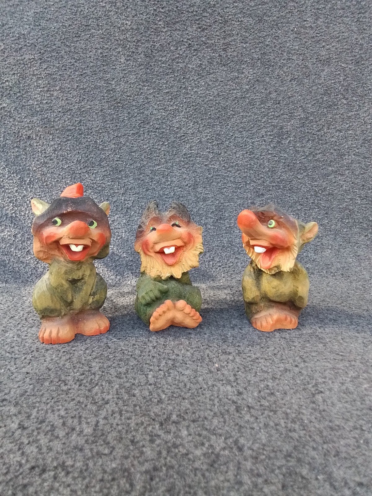 Set van 3 Vintage Henning Trollen 9cm - Nieuwstaat, Verzamelen, Verzenden, Zo goed als nieuw