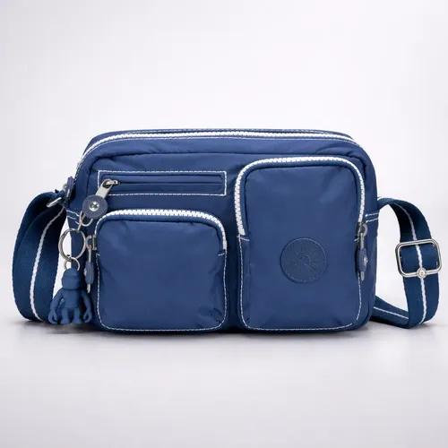 Superleuke Kipling tas - blauw met witte stiksels, Verzenden, Gebruikt, Blauw, Schoudertasje