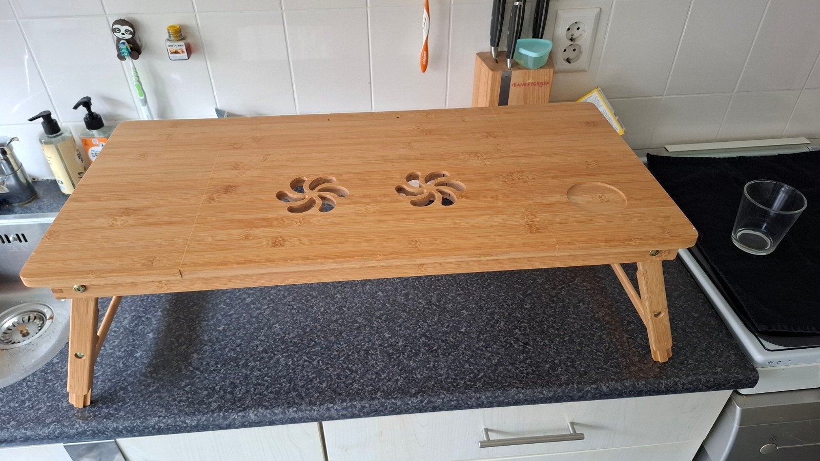 Handig bedplankje / laptoptafel van bamboe, Ophalen, Minder dan 45 cm, Modern, functioneel, 55 tot 75 cm