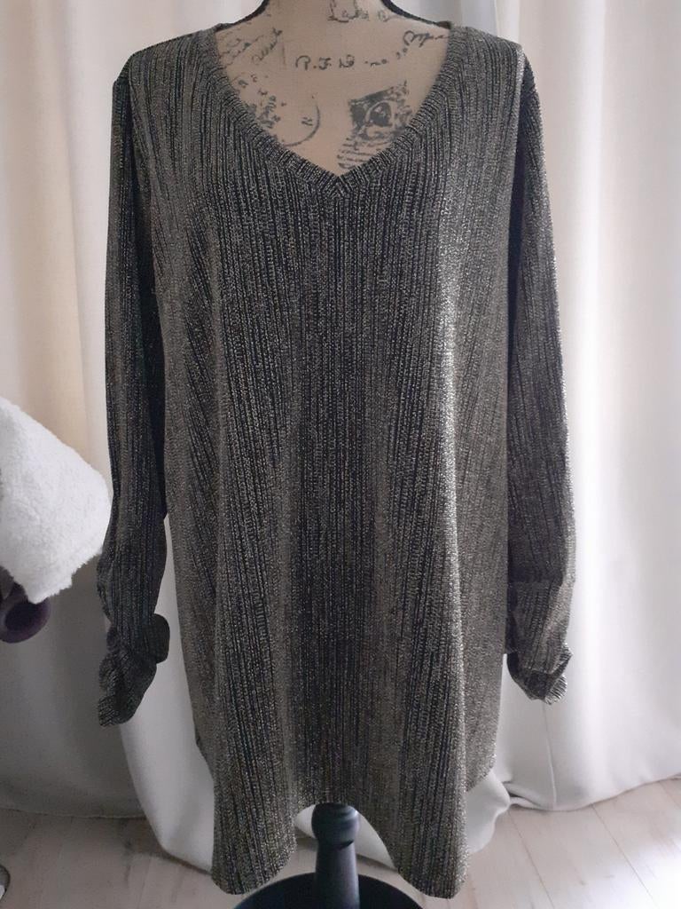 Leuke zwarte met goud keurige tuniek maat XXL, Kleding | Dames, Ophalen of Verzenden, Zo goed als nieuw, MS Mode, Blouse of Tuniek