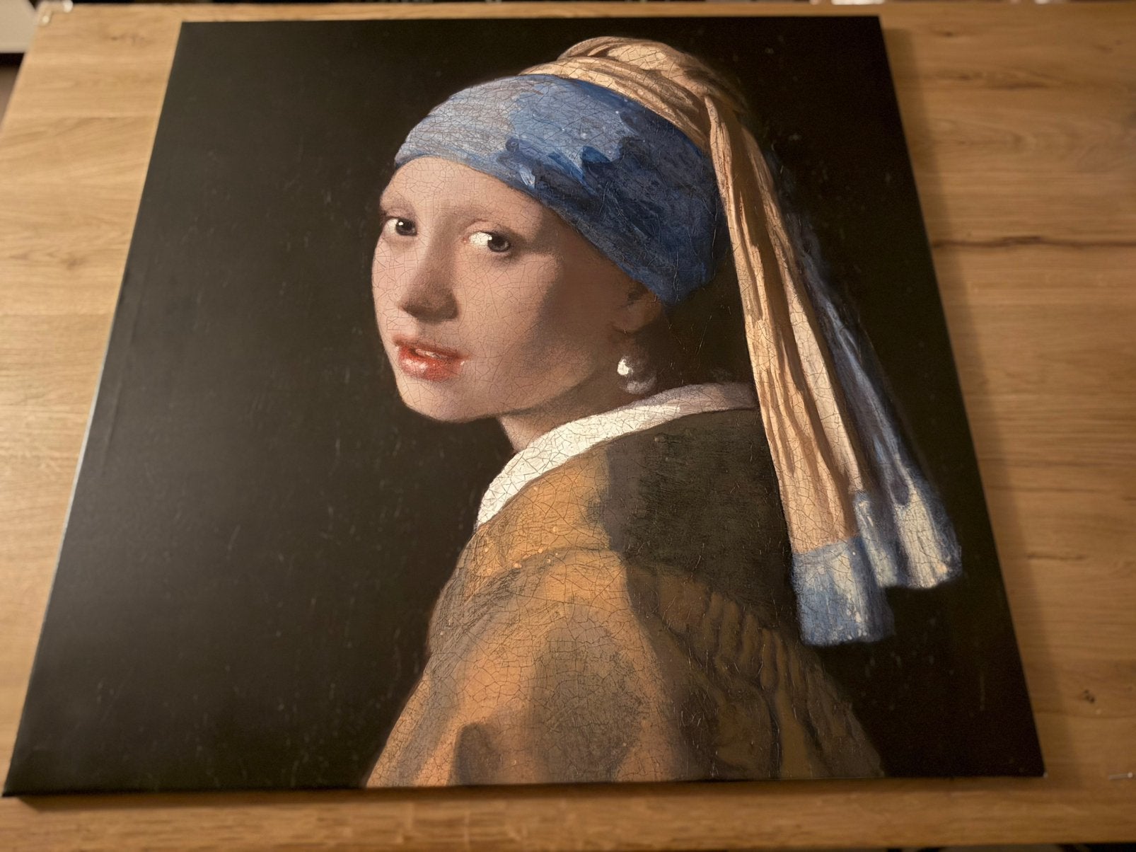 Meisje met de Parel, ingelijste fotoprint. Nieuw, Ophalen, Schilderij, 90 cm, Meerkleurig