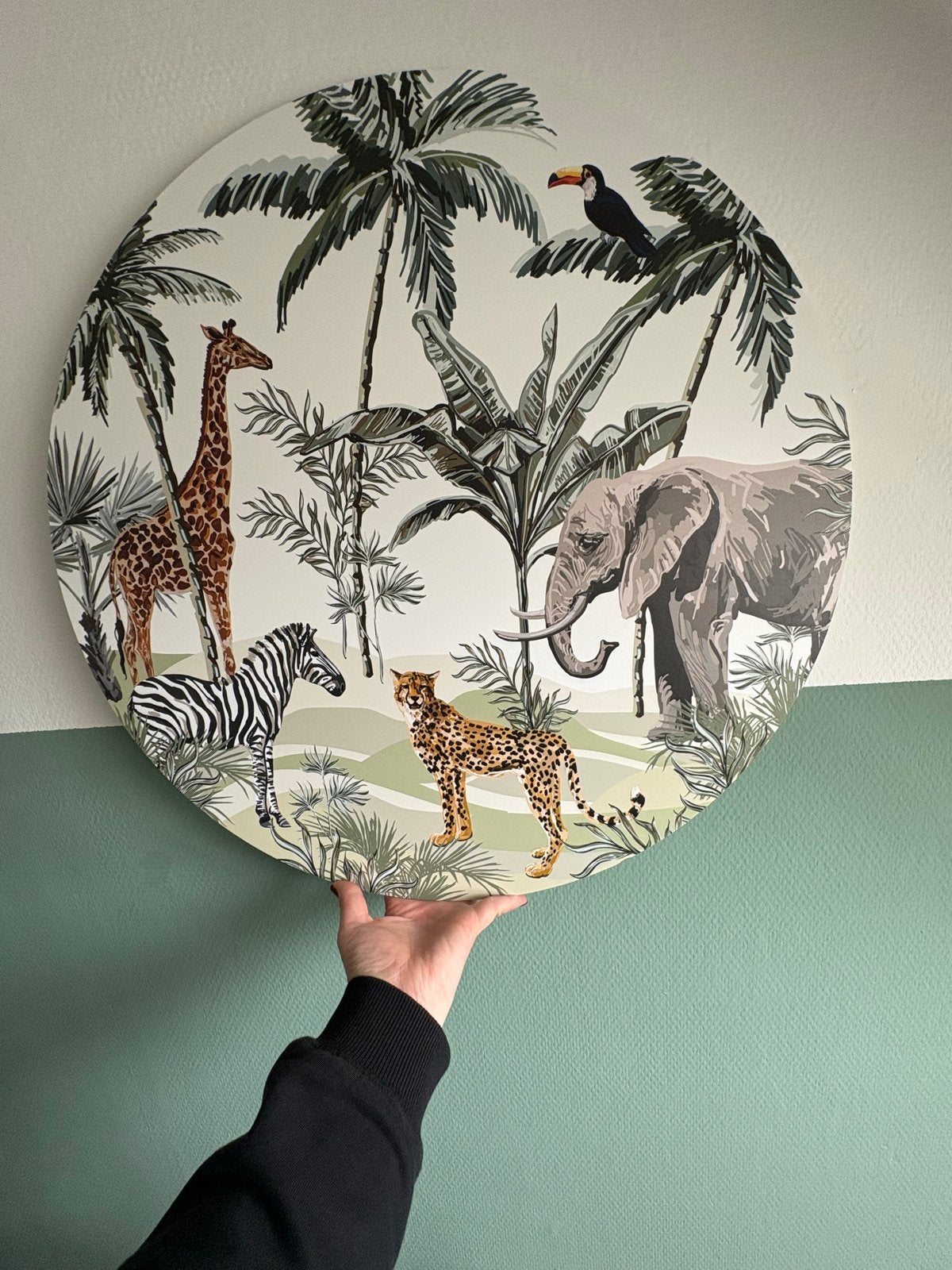 Forex wandplaat jungle print 60 cm, Ophalen, Meerkleurig, Zo goed als nieuw, Wandbord of Wandpaneel