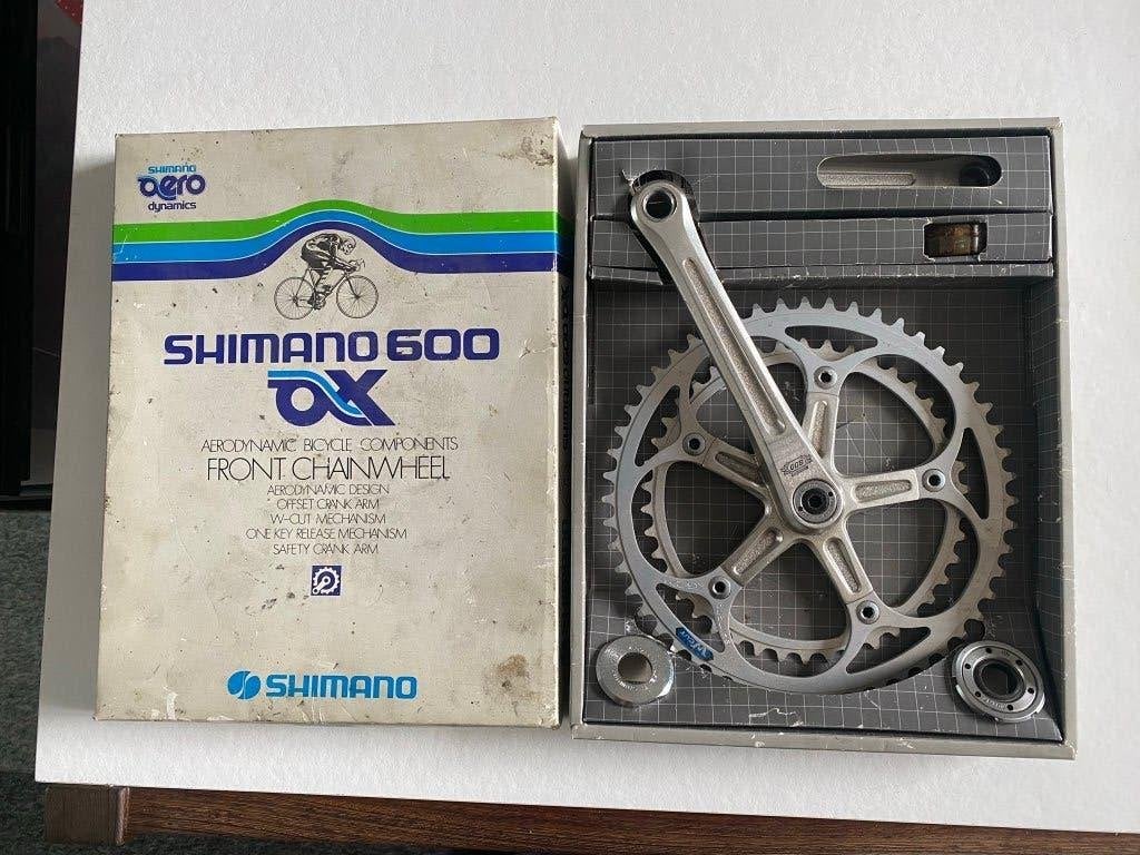 Crankset Shimano 600 AX in doos, Crankstel of Pedalen, Ophalen of Verzenden, Zo goed als nieuw, Aluminium