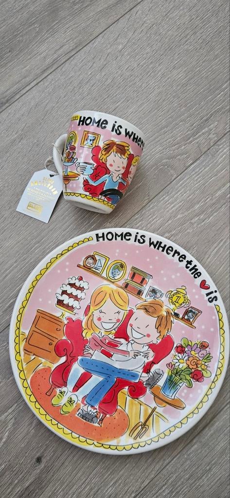 Blond amsterdam set...home is where the hart is.bord en mok!, Ophalen of Verzenden, Aardewerk, Bord(en)