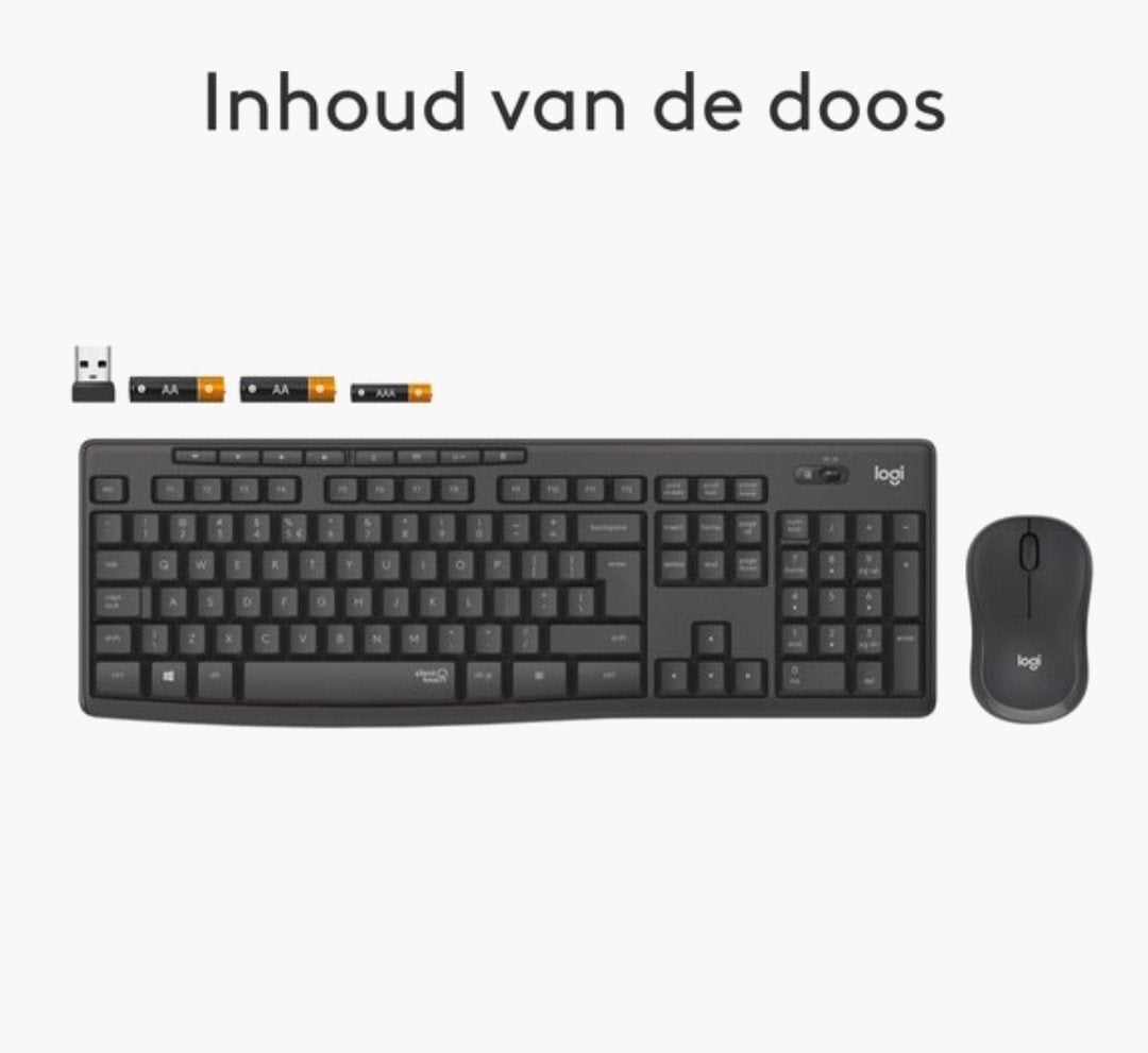 Logitech MK270 Draadloos Toetsenbord+Muis Set QWERTY/Still, Computers en Software, Toetsenborden, Logitech, Nieuw, Ophalen of Verzenden